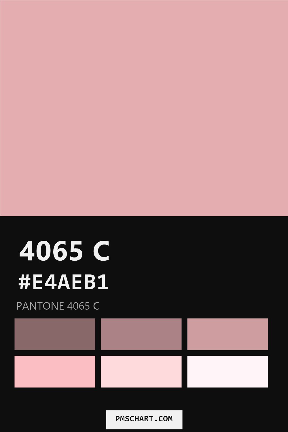 Pantone 4065 C color reference card (HEX #E4AEB1) with six nearest Pantone matches